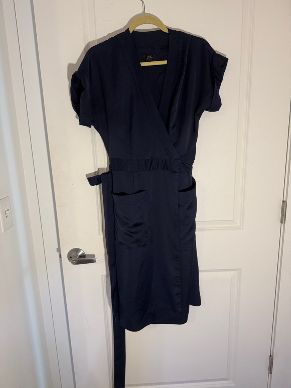 J. Crew Dark Navy Wrap Midi Dress